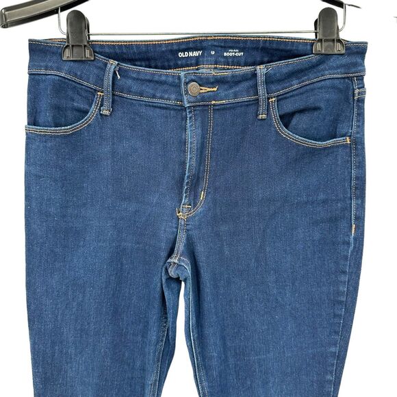 Old Navy Jeans 12 Women's Mid Rise Boot-Cut Dark Wash Stretch - Picture 2 of 5